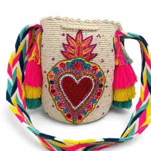 Wayuu Heart Bag 11x11 Inch Handmade Artisan Design