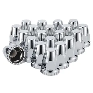 2-7/8" x 33mm Thread On Chrome Spike Lug Nut Covers, ABS Plastic Screw On Caps for Semi Trucks