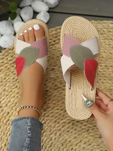 Women's Summer Straw Sandals, Casual Beach Slippers, Soft Sole Comfortable Footwear, Perfect for Outdoor Activities & Daily Wear