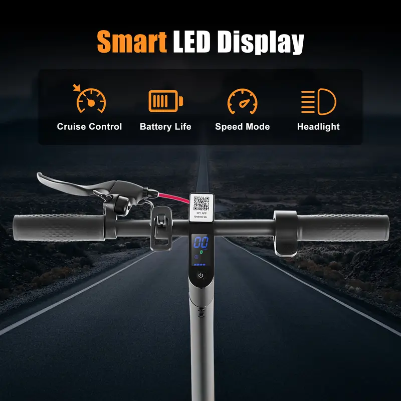 E-Scooter with 8.5 Inch Solid Tires 350W Peak Power 36V 10Ah Battery 17mph Fast Charging 3h Charge Max Range about 20 miles