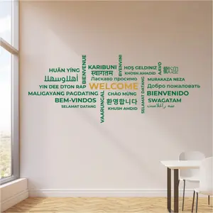 Multilingual "WELCOME" Word Cloud Wall Decal