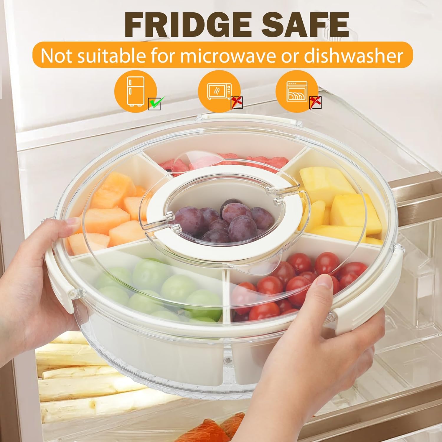 Divided Serving Tray with Lid and Handle 8-Piece Set Stackable Snack Box for Fruits Candy Organizer Portable Spinning Rounded Veggie Tray for Kitchen Party Travel Picnic Meal Prep Plate Snack Supplies Divided Serving Tray with Lid and Handle 8-Piece Set Stackable Snack Box for Fruits Candy Organizer Portable Spinning Rounded Veggie Tray for Kitchen Party Travel Picnic Meal Prep Plate Snack Supplies