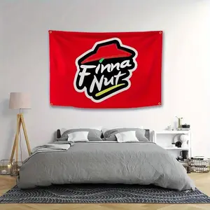 Fi'Nna NUT Pizza Flag Tapestry, Durable Design With Bright Red Background & White Texts, Weather‑Resistant, Perfect Decor for College Dorm, Men's Home and Outdoor Use