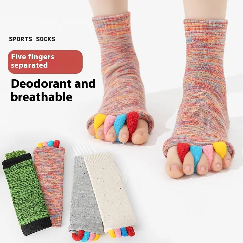Toe-separated sports socks color five-toe sports yoga split-toe socks women's open-toe socks corrective thumb valgus five-finger socks