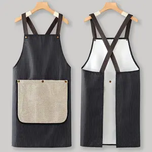 Kitchen Apron With Cross Back Straps 27.95in Large Coverage Detachable Towel Oversized Pocket For Home Cooking Barista Work