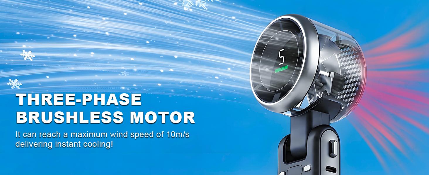 Portable Handheld Turbo Fan, 5 Gear Wind, Battery Operated, Up to 12 Working Hours, 3 IN 1 Hand Fans with Air Turbo Tech Cooling Fan for Outdoor Activities, Travel, Beach