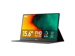 HKC V16 15.6" Portable Monitor, Full HD 1080P IPS Display, Type-C & HDMI Connectivity, Ultra-Slim Space Gray Screen with Dual Speakers, 250cd/m² Brightness, 178° Viewing Angle, 16:9 Ratio