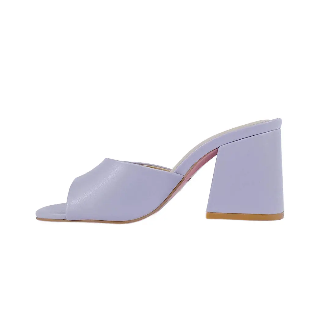 Danielle Purple Open Toe Mule Heels for Women with Small Feet