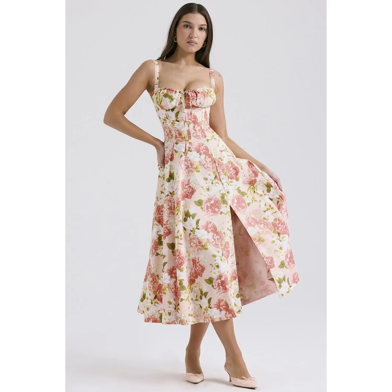 corset flowy dresses Corset Top See-Through Tulle Sleeveless Evening Dress with Sweetheart main image 0