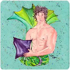 Carolines Treasures  Merman Foam Coasters - Set 4