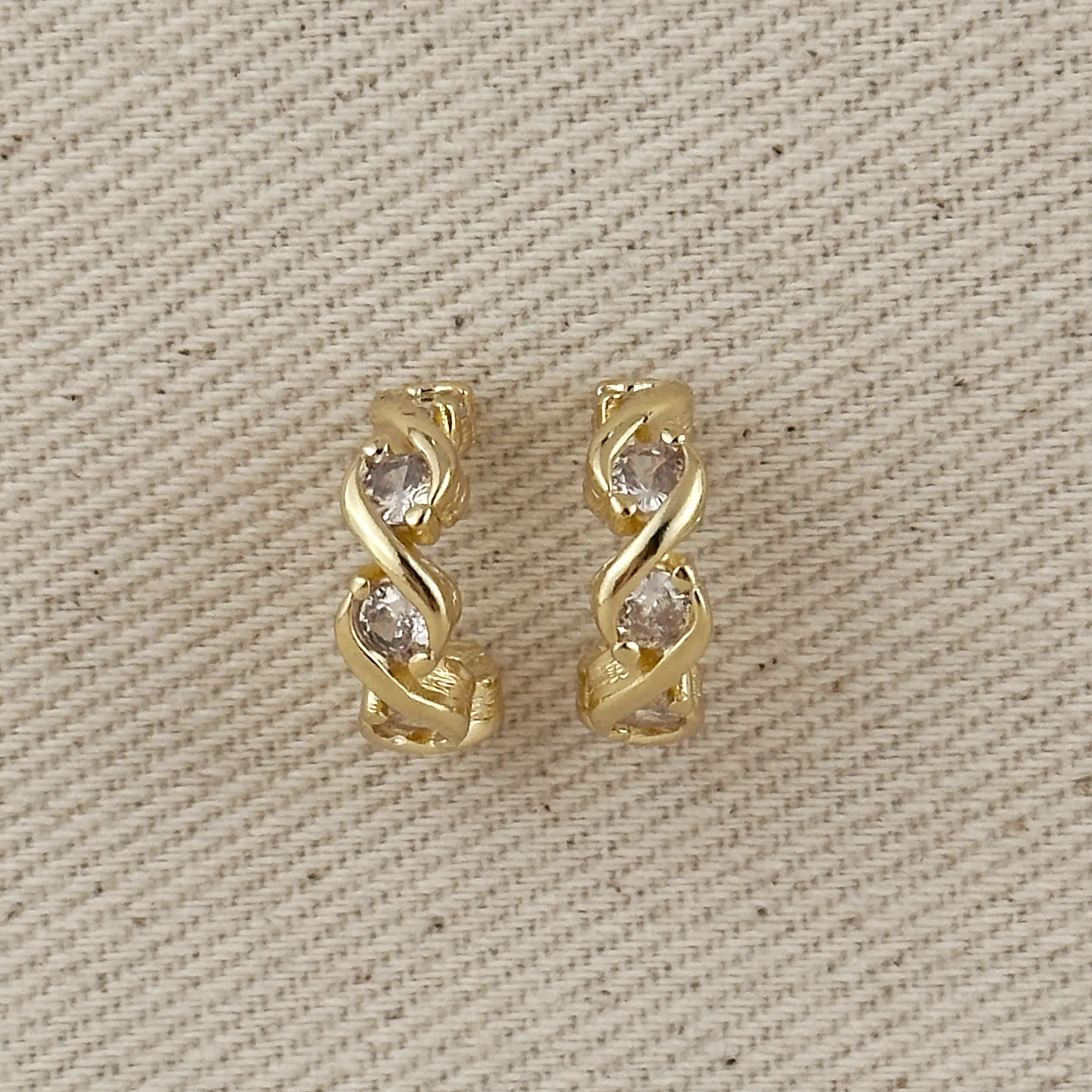 18k Gold Filled Infinity CZ C-Hoop Earrings