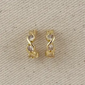 18k Gold Filled Infinity CZ C-Hoop Earrings