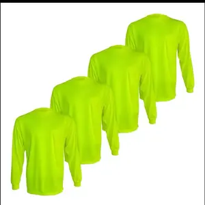 2 OR 4 PACK of Hi Vis Long Sleeve Safety Shirt, Quick Dry 100 % Polyester Birdeye mesh / Ultra lightweigh shirt Reflective Thin Pullover Long sleeves ( 2 Or 4 SHIRTS PER ORDER)