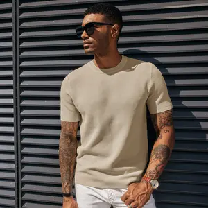 PJ PAUL JONES Men's T-Shirts Casual Knit Short Sleeve Crewneck Honeycomb Waffle Solid Knitted Pullover Tees