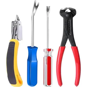 Upholstery Staple Remover Tack Puller  Remover Tool Set  Puller Plier, Staple Puller, Tack Lifter, Fastener Remover, for Furniture Floor Wall Wooden Case  Photo Frame (4 pcs)
