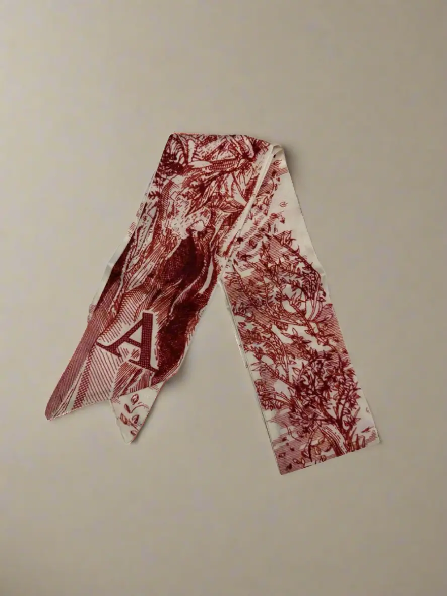 Vintage Initial Bag Scarf - Elegant Design for Versatile Use