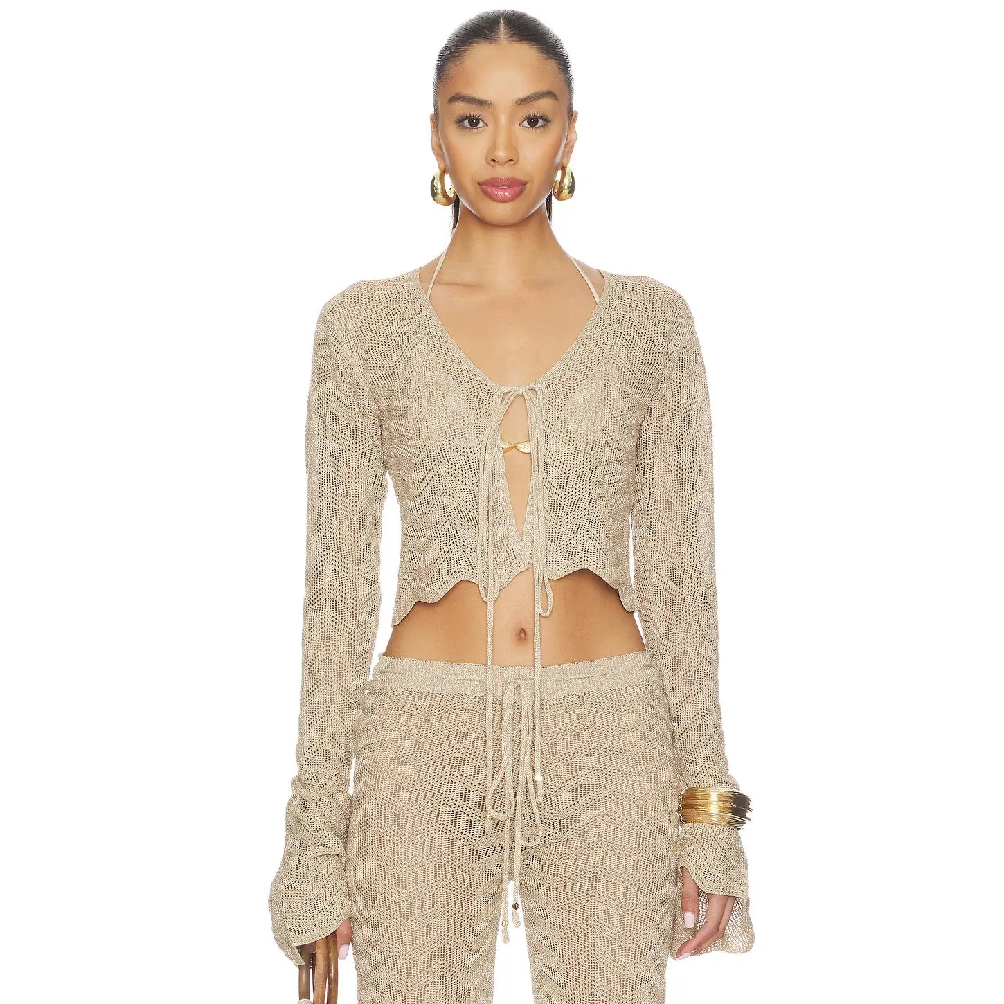 Bananhot Corin Cardigan in Sand Gold