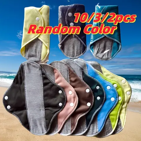 Random Color Reusable Sanitary Napkin, 2/3/10pcs Washable Breathable Menstrual Pad, Women's Menstrual Care Product for Daily Use