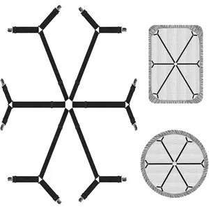 Sheet Fasteners, Adjustable Elastic Bed Sheet Holder Straps for Full,,  Bed,6 Way Cross Sheet Clips Suspenders Band,Fitted Round and Square Mattresses