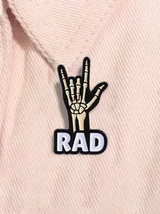 Punk Skull Finger Enamel Pin RAD Funny Gesture Halloween Metal Brooch Durable Metal Pins Lapel Backpack Badge Fashion Jewelry Accessories Gift for Friends