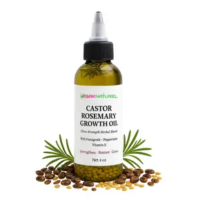 Castor Rosemary Growth Oil for Hair Growth, Ultra Strength Herbal Blend with Fenugreek, Peppermint& Vitamin E, Strengthen Restore Grow, Scalp Treatment for Edges, Thinning Hair, Breakage,Protective Styles, Natural Hair Care, Fast Hair Growth Oil