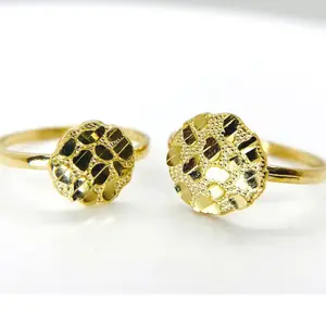 18K Gold Filled Shiny Nugget round Ring