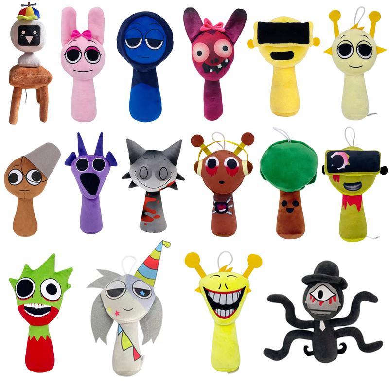 Sprunki Plush Toys Soft Stuffed Animal Pillow Figure Doll Anime & Manga Inspired Perfect for Christmas & Birthday Gifts Lightweight Easy to Carry Ideal for Kids & Adults 8'' Size Sprunki Plushies for Playtime & Holidays