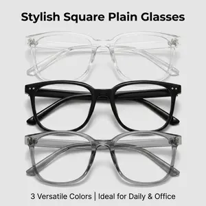 3PCS Unisex Clear Black Eyewear Frames, Lightweight Classic Glasses, Comfort Fit Street Style Spectacles for Autumn Daily Outfit Party & Holiday Fashion