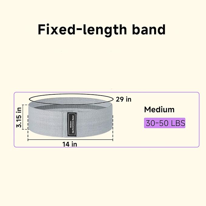 Medium Resistance Band – Fabric Loop for Pilates, Yoga, Home Gym, Leg & Booty Training (Women & Men)