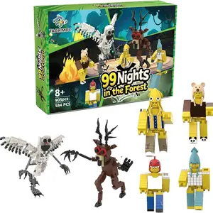 99 Nights in the Forest - 6-piece Gothic Owl Building Block Model Kit (584 building blocks), 7.8-inch Terrifyingly Cute Desktop Ornament, DIY Building Block Collectible Gift Box, Owl Decor with a Horror Theme, Building Block Sets