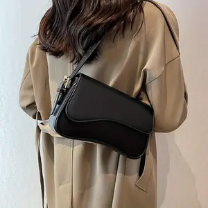 Y2K Square Bag PU Double Shoulder Strap Daily Travel Messenger Bag with Adjustable Straps, 10" x 2.2" x 6.4", Soft PU Leather, Fashionable Design