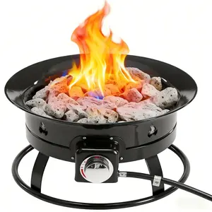 Portable Smokeless Outdoor Fire Pit 58000 BTU, 19 Inch Propane Gas Fire Pit with Carrying Kit, Lava Rocks, Adjustable Flame for Camping, RV, Beach and Backyard