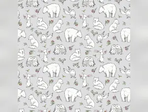 Snowtime | Winter Animals - Light Gray by Anita Jeram for Clothworks | Y4551-5