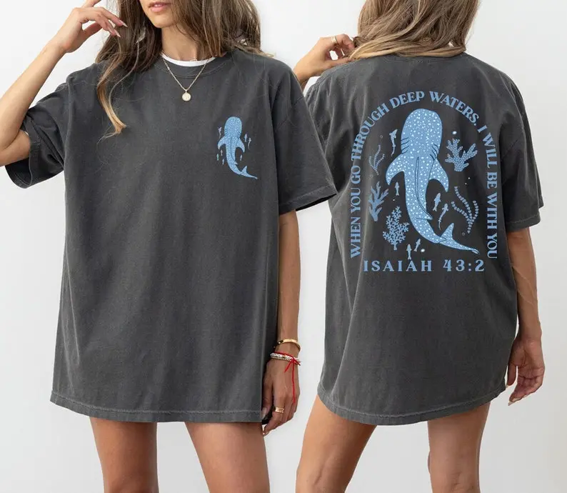 Comfort Colors Whale Shark Shirt, Jesus T-shirt, Beachy Tee, Summer T-shirt, Christian Ocean Shirt