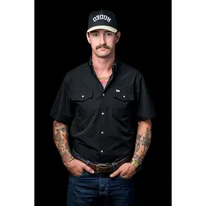 CORE - Men's Black Short Sleeve Pearl Snap Shirt