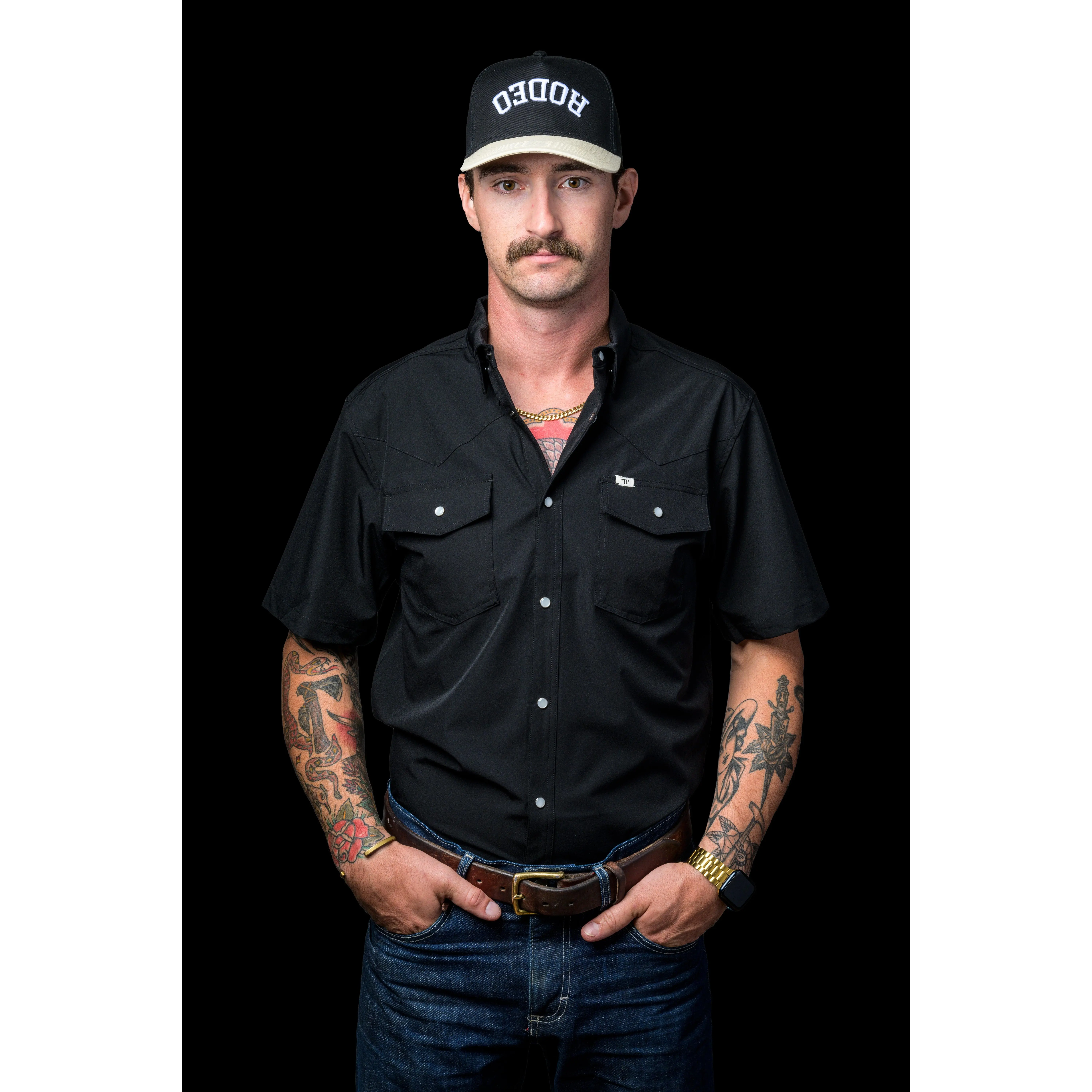 Men's Original Western Short Sleeve Shirt with Pearl Snaps - Soft, Breathable & Wrinkle-Resistant Stretch Fabric with UPF