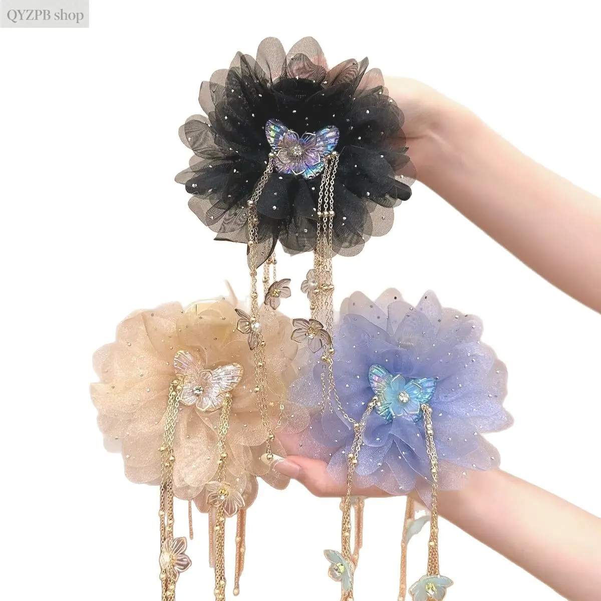 Spring & Summer Butterfly Tassel Hair Claw Clip, Y2K Mesh Flower Claw, Oversized Shark Clip for Thick Hair, Strong Hold Non-Slip Lightweight, Perfect for Daily Wear, Parties & Weddings Aesthetic Volume Boosting Acc,summerwins