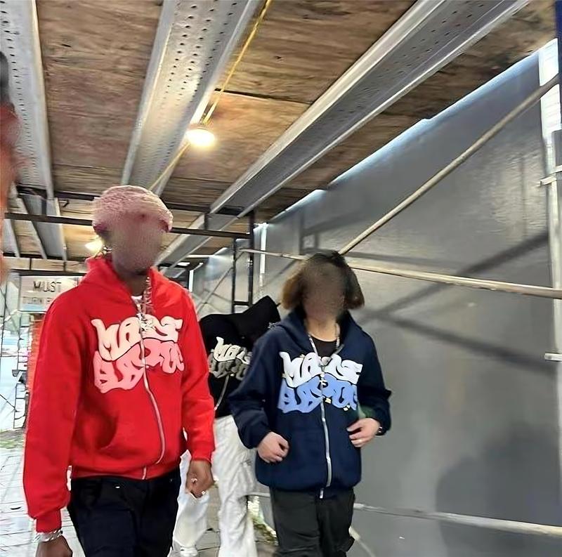 Unisex Zip Up Blue Grunge Hoodie, Puff Print - Oversized Loose Fit Streetwear Pullover Fathersday Giftaygift