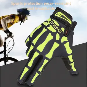 Long Finger Cycling Gloves for Outdoor Sports Non-Slip Warm Skull Foam High-Dexterity Touchscreen Full-Finger Glow-in-the-Dark Motorcycle Racing Driving Left-Hand Golf Ideal for Summer with Cooling UPF 50 Sun Sleeve Printed White