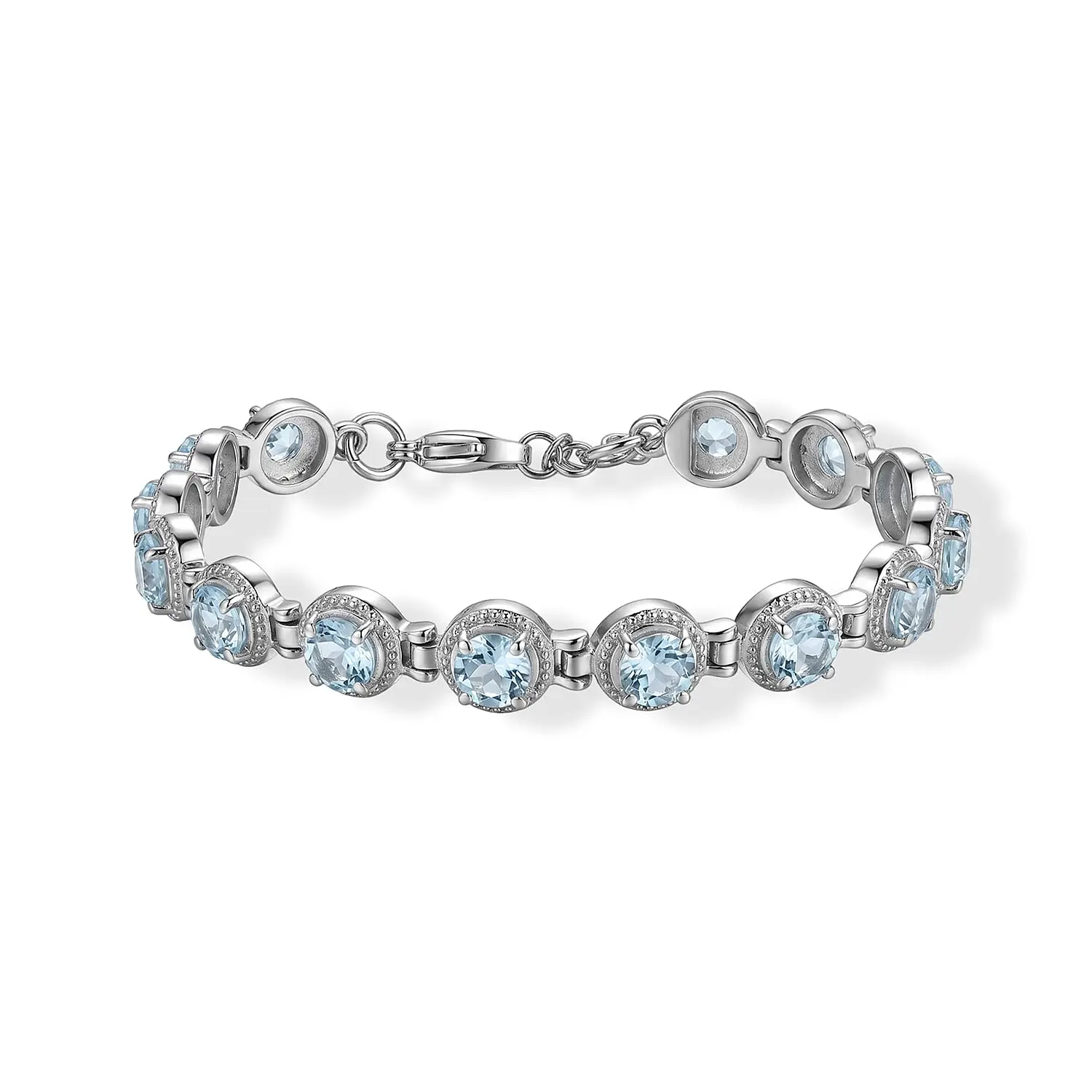 Epic Deal EverTrue Sky Blue Topaz Vintage Station Bracelet in Stainless Steel (6.50 In) 10.10 ctw