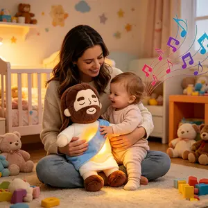 Light-Up Breathing Jesus Plush Toy - Plush Fabric, 4 Calming Speeds, Alive Breathing Feature - Christian Gifts for Baptism, Easter (Ages 4-6)