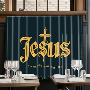 2D Flat Print 1pc,Jesus: The Way,Truth,Life,Kitchen Utensil Print Curtain-Translucent Rod Pocket Design, Machine Washable Contemporary Art Decor for Kitchen,Living Room,Light Filtering Privacy,Light Filtering Drapes