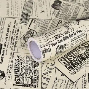 WENMER Newspaper Contact Paper - 17.71” X 118” Vintage Peel and Stick Self Adhesive Wallpaper Removable Wall Paper Roll for Furniture, Shelf, Drawer Liner