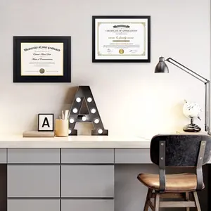 11x14 Diploma Frame Certificate Degree Document Frame with High Definition Glass, 8.5 x 11 with Mat for Wall and Tabletop, Black, 2 Pack Decor Photo