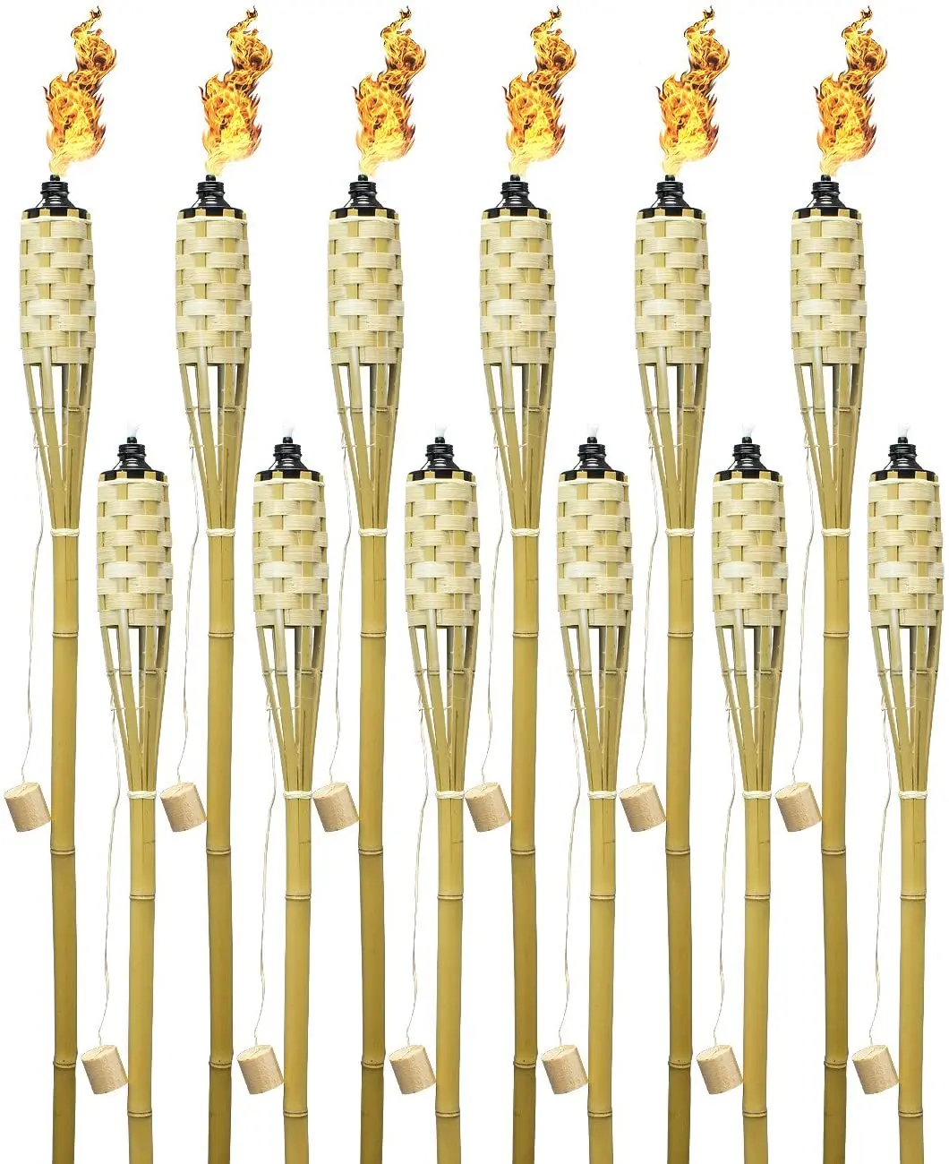 Sorbus Matney Bamboo Torches: Bug Repellent, Decorative Lights, Oil Lamp for Citronella, 8-Hour Flame, 12-Pack
