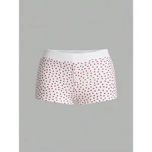 Women's heart-shaped printed flat corner shorts, casual and comfortable breathable shorts, all season women's underwearRAIMENTRY
