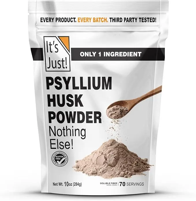 It's Just! - Psyllium Husk Powder, GLP-1 Friendly, Easy Mixing Dietary Fiber, Cleanse Your Digestive System, Finely Ground Powder, Ideal for Keto Baking, Non-GMO (Unflavored, 10oz (Pack of 1))