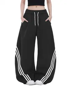 American Retro Three-Bar Patchwork Wide-Leg Trousers, Casual Loose-Fit Pants, Unisex Fashion, All-Season Gift for Friends