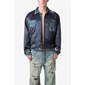 mnml Satin Bomber Jacket - Washed Black