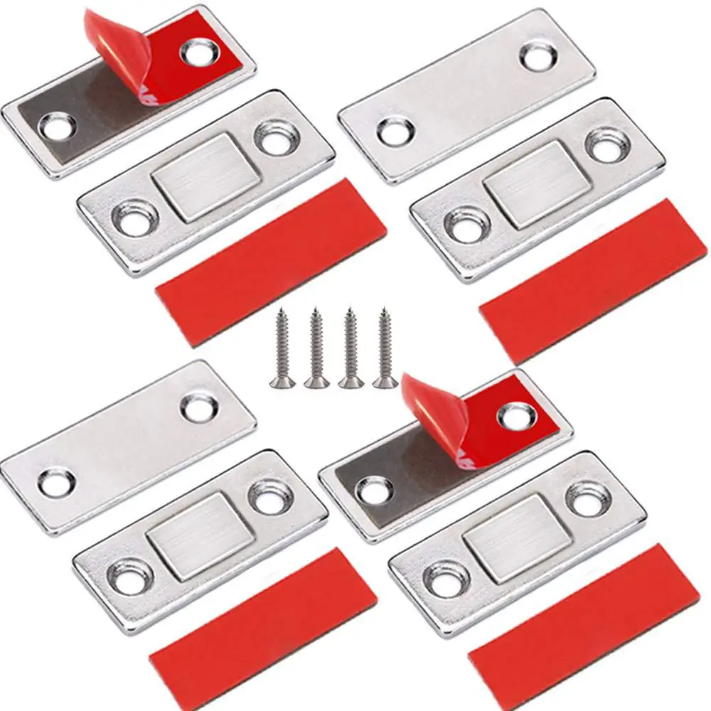 Cabinet Magnetic Catch, Ultra-thin Cabinet Door Magnetic Catch, Adhesive Cabinet Latch Magnetic Closures for Kitchen Closet Door